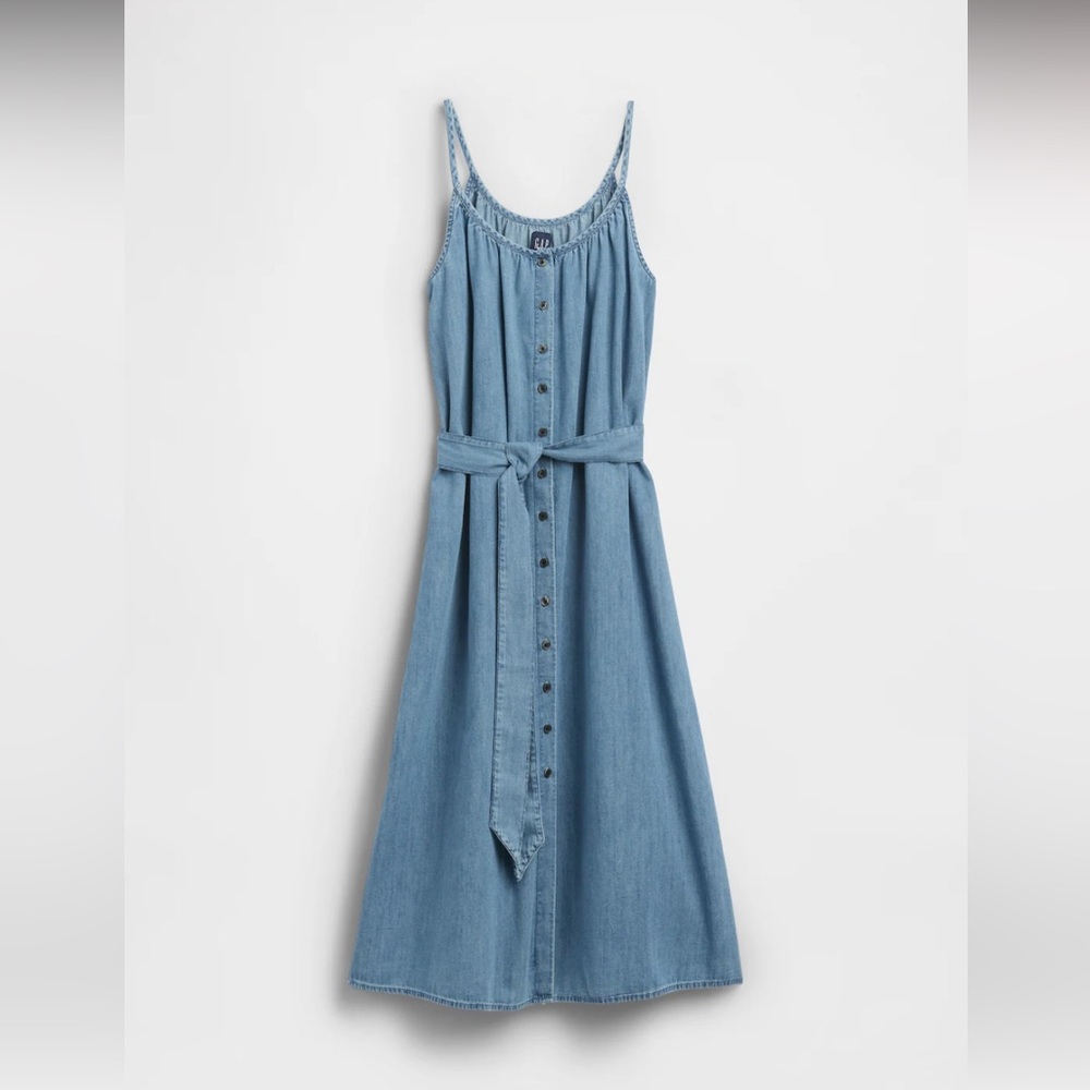 Gap Denim Blue Sleeveless Button-Down Dress Small
